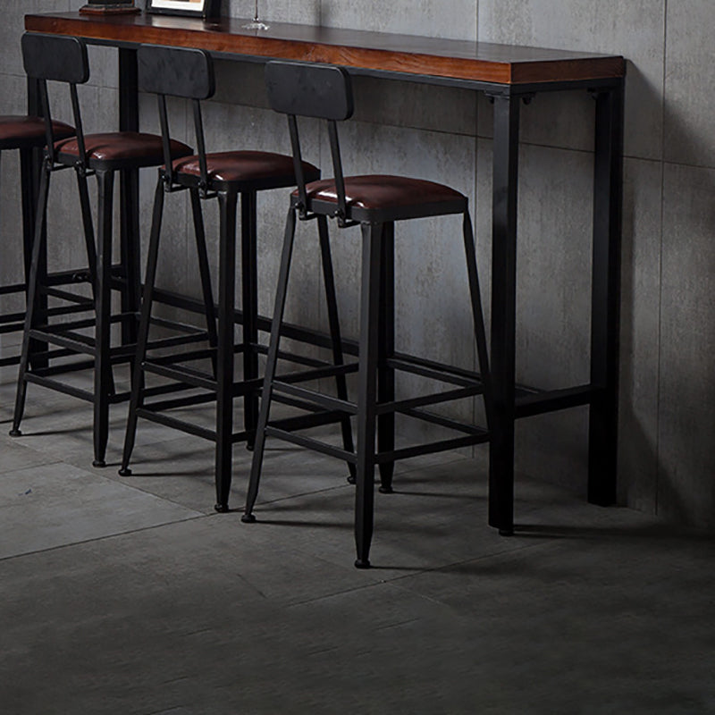 Wood Brown Bistro Accent Dining Table Industrial Rectangle Trestle Pub Table Clearhalo 'Bar Furniture' 'Bar Tables' 'bar_tables' 'furn' 'furn_bar_tables' 'Furniture' 'furniture_bar_tables' 'Kitchen & Dining Furniture' 5041902