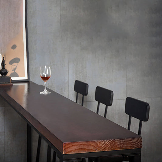 Wood Brown Bistro Accent Dining Table Industrial Rectangle Trestle Pub Table Clearhalo 'Bar Furniture' 'Bar Tables' 'bar_tables' 'furn' 'furn_bar_tables' 'Furniture' 'furniture_bar_tables' 'Kitchen & Dining Furniture' 5041903