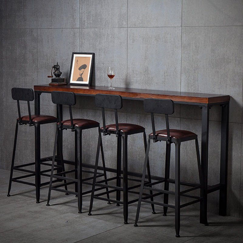 Wood Brown Bistro Accent Dining Table Industrial Rectangle Trestle Pub Table Clearhalo 'Bar Furniture' 'Bar Tables' 'bar_tables' 'furn' 'furn_bar_tables' 'Furniture' 'furniture_bar_tables' 'Kitchen & Dining Furniture' 5041904
