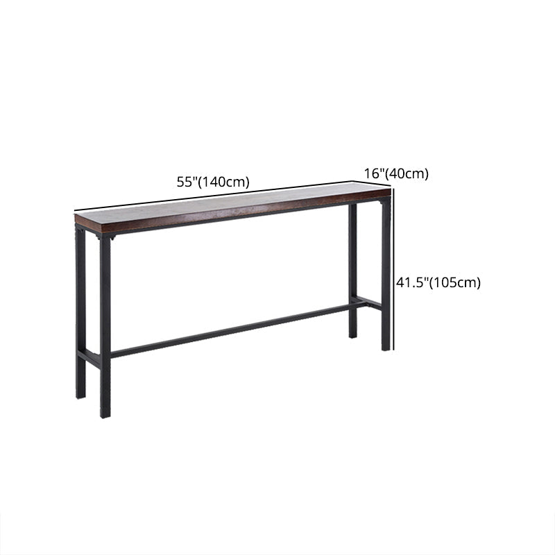 Wood Brown Bistro Accent Dining Table Industrial Rectangle Trestle Pub Table Clearhalo 'Bar Furniture' 'Bar Tables' 'bar_tables' 'furn' 'furn_bar_tables' 'Furniture' 'furniture_bar_tables' 'Kitchen & Dining Furniture' 5041907
