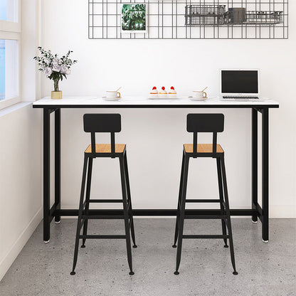 Modern White and Black Bistro Table Rectangle Footrest Cocktail Bar Table 47.2"L x 15.7"W x 41.3"H Without Chairs Clearhalo 'Bar Furniture' 'Bar Tables' 'bar_tables' 'furn' 'furn_bar_tables' 'Furniture' 'furniture_bar_tables' 'Kitchen & Dining Furniture' 5041914