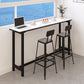 Modern White and Black Bistro Table Rectangle Footrest Cocktail Bar Table 63"L x 15.7"W x 41.3"H Without Chairs Clearhalo 'Bar Furniture' 'Bar Tables' 'bar_tables' 'furn' 'furn_bar_tables' 'Furniture' 'furniture_bar_tables' 'Kitchen & Dining Furniture' 5041916