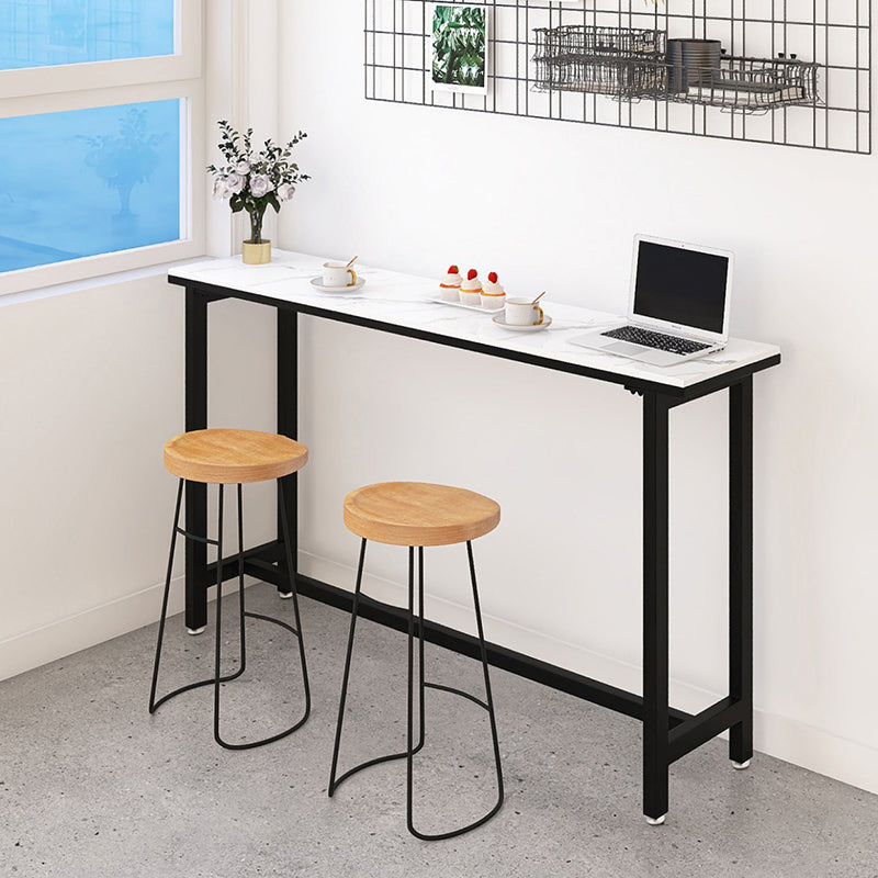 Modern White and Black Bistro Table Rectangle Footrest Cocktail Bar Table Clearhalo 'Bar Furniture' 'Bar Tables' 'bar_tables' 'furn' 'furn_bar_tables' 'Furniture' 'furniture_bar_tables' 'Kitchen & Dining Furniture' 5041922