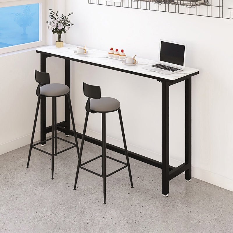 Modern White and Black Bistro Table Rectangle Footrest Cocktail Bar Table Clearhalo 'Bar Furniture' 'Bar Tables' 'bar_tables' 'furn' 'furn_bar_tables' 'Furniture' 'furniture_bar_tables' 'Kitchen & Dining Furniture' 5041923