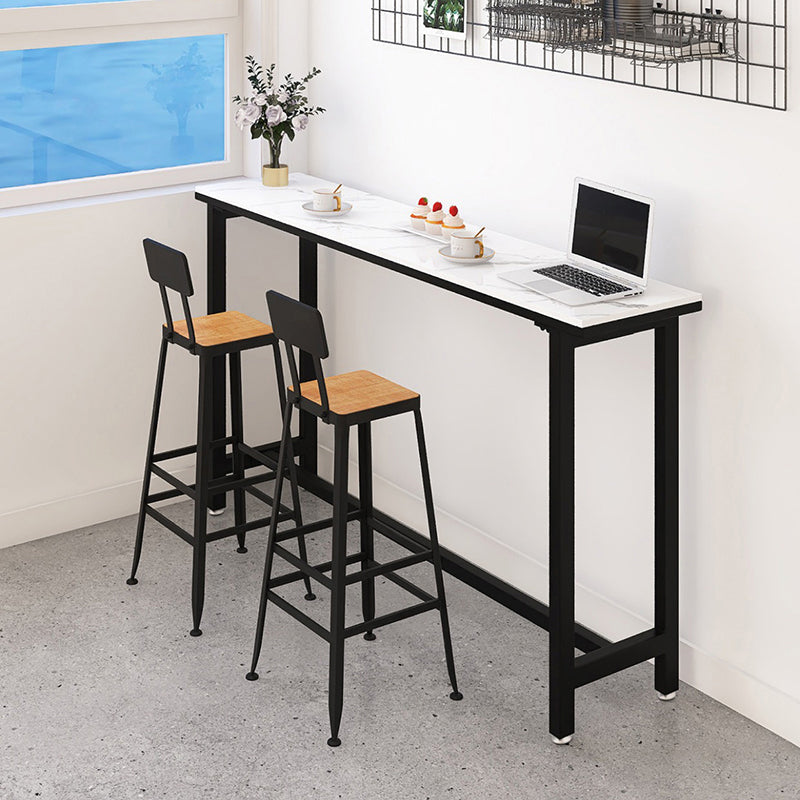 Modern White and Black Bistro Table Rectangle Footrest Cocktail Bar Table Clearhalo 'Bar Furniture' 'Bar Tables' 'bar_tables' 'furn' 'furn_bar_tables' 'Furniture' 'furniture_bar_tables' 'Kitchen & Dining Furniture' 5041924
