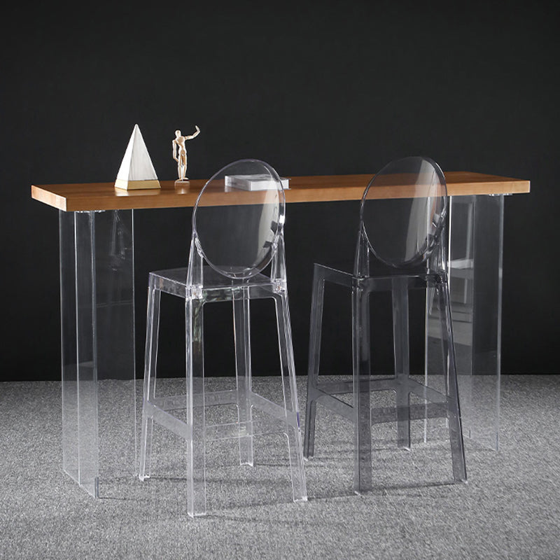 Industrial Style Wood Top Counter Table Acrylic Pedestal Bar Table for Coffee Shop 78.7"L x 15.7"W x 41.3"H Without Chairs Clearhalo 'Bar Furniture' 'Bar Tables' 'bar_tables' 'furn' 'furn_bar_tables' 'Furniture' 'furniture_bar_tables' 'Kitchen & Dining Furniture' 5041950