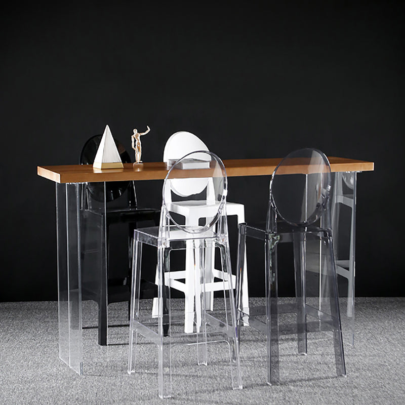 Industrial Style Wood Top Counter Table Acrylic Pedestal Bar Table for Coffee Shop 63"L x 15.7"W x 41.3"H Without Chairs Clearhalo 'Bar Furniture' 'Bar Tables' 'bar_tables' 'furn' 'furn_bar_tables' 'Furniture' 'furniture_bar_tables' 'Kitchen & Dining Furniture' 5041952