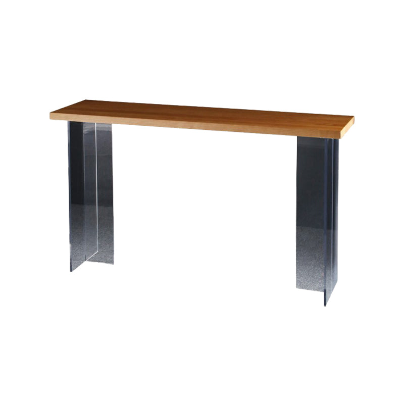 Industrial Style Wood Top Counter Table Acrylic Pedestal Bar Table for Coffee Shop Without Chairs Clearhalo 'Bar Furniture' 'Bar Tables' 'bar_tables' 'furn' 'furn_bar_tables' 'Furniture' 'furniture_bar_tables' 'Kitchen & Dining Furniture' 5041953