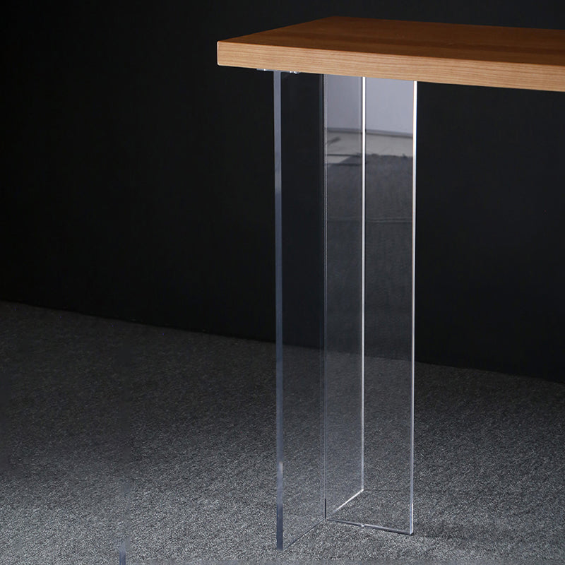Industrial Style Wood Top Counter Table Acrylic Pedestal Bar Table for Coffee Shop Clearhalo 'Bar Furniture' 'Bar Tables' 'bar_tables' 'furn' 'furn_bar_tables' 'Furniture' 'furniture_bar_tables' 'Kitchen & Dining Furniture' 5041954