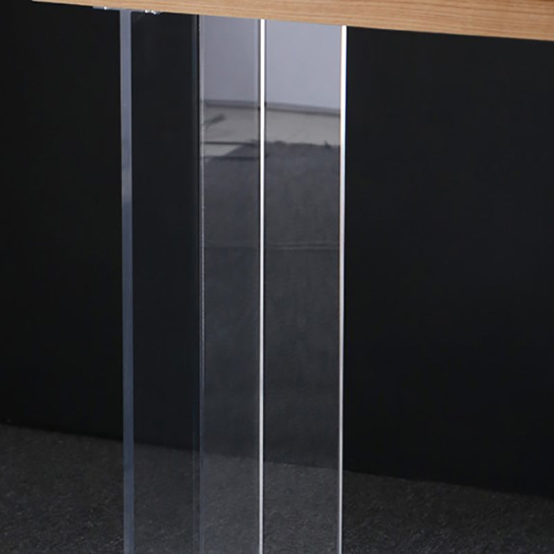 Industrial Style Wood Top Counter Table Acrylic Pedestal Bar Table for Coffee Shop Clearhalo 'Bar Furniture' 'Bar Tables' 'bar_tables' 'furn' 'furn_bar_tables' 'Furniture' 'furniture_bar_tables' 'Kitchen & Dining Furniture' 5041956