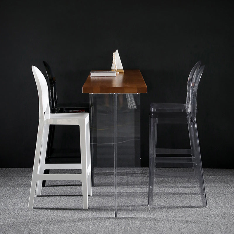 Industrial Style Wood Top Counter Table Acrylic Pedestal Bar Table for Coffee Shop Clearhalo 'Bar Furniture' 'Bar Tables' 'bar_tables' 'furn' 'furn_bar_tables' 'Furniture' 'furniture_bar_tables' 'Kitchen & Dining Furniture' 5041958