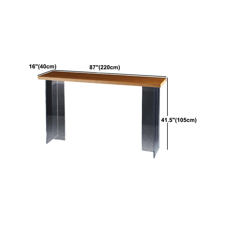Industrial Style Wood Top Counter Table Acrylic Pedestal Bar Table for Coffee Shop Clearhalo 'Bar Furniture' 'Bar Tables' 'bar_tables' 'furn' 'furn_bar_tables' 'Furniture' 'furniture_bar_tables' 'Kitchen & Dining Furniture' 5041960
