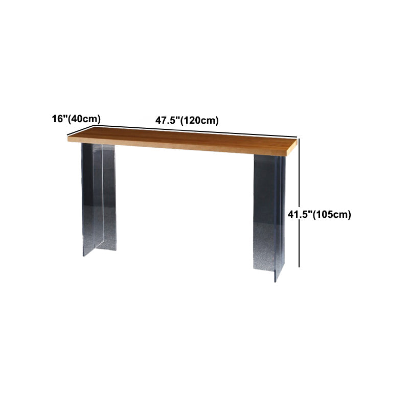 Industrial Style Wood Top Counter Table Acrylic Pedestal Bar Table for Coffee Shop Clearhalo 'Bar Furniture' 'Bar Tables' 'bar_tables' 'furn' 'furn_bar_tables' 'Furniture' 'furniture_bar_tables' 'Kitchen & Dining Furniture' 5041965