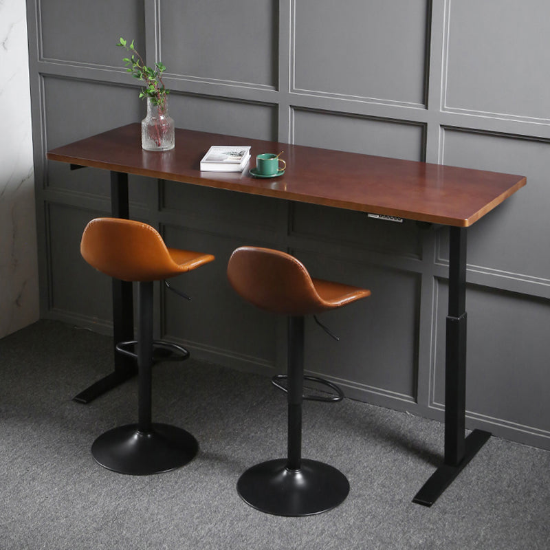 Industrial Style Wood Top Counter Table Liftable Bar Table for Coffee Shop 55.1"L x 23.6"W x 41.3"H Without Chairs Clearhalo 'Bar Furniture' 'Bar Tables' 'bar_tables' 'furn' 'furn_bar_tables' 'Furniture' 'furniture_bar_tables' 'Kitchen & Dining Furniture' 5041968