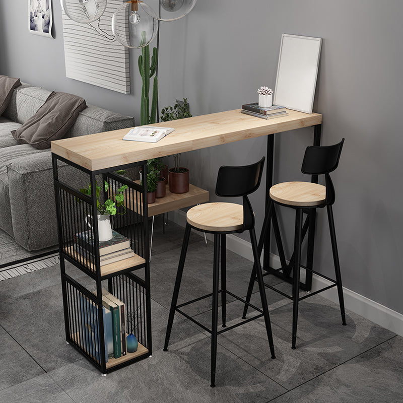 Industrial Solid Wood Top Counter Table 42-inch Height Table for Living Room Iron 70.9"L x 15.7"W x 41.3"H Without Chairs Clearhalo 'Bar Furniture' 'Bar Tables' 'bar_tables' 'furn' 'furn_bar_tables' 'Furniture' 'furniture_bar_tables' 'Kitchen & Dining Furniture' 5041983