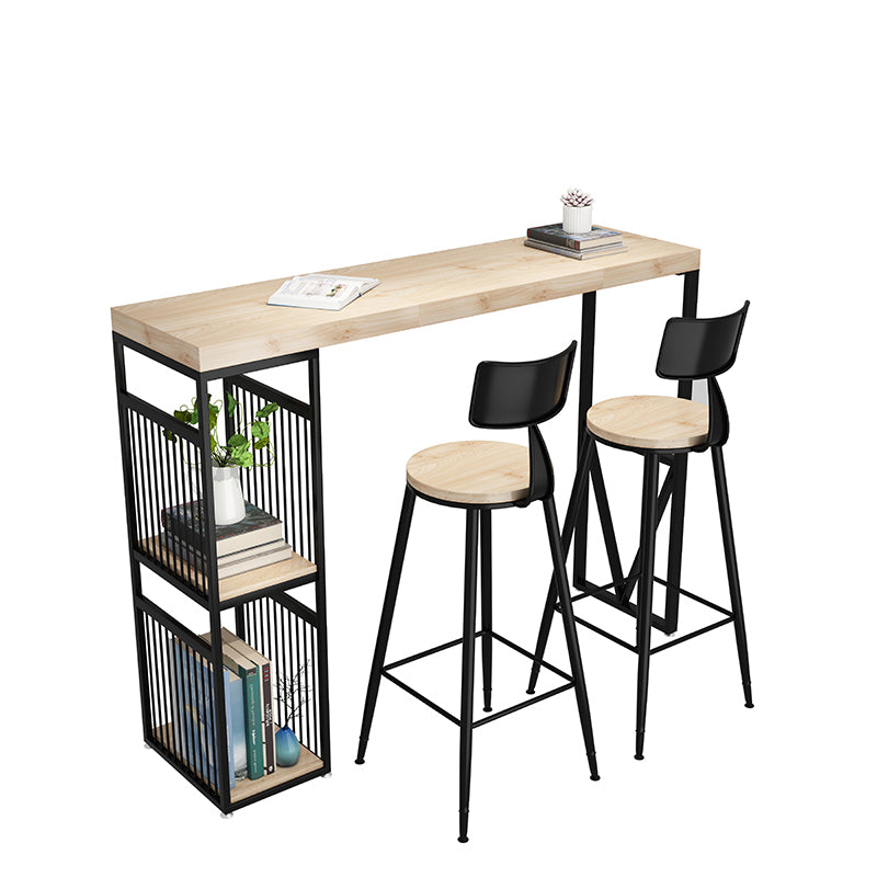 Industrial Solid Wood Top Counter Table 42-inch Height Table for Living Room Iron Without Chairs Clearhalo 'Bar Furniture' 'Bar Tables' 'bar_tables' 'furn' 'furn_bar_tables' 'Furniture' 'furniture_bar_tables' 'Kitchen & Dining Furniture' 5041987