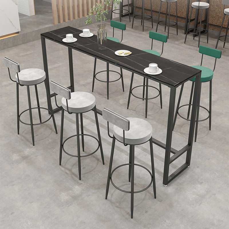 Industrial Style Bar Table 42-inch Height Black Iron Pedestal Bistro Table 55.1"L x 15.7"W x 41.3"H Black Clearhalo 'Bar Furniture' 'Bar Tables' 'bar_tables' 'Furniture' 'furniture_bar_tables' 'Kitchen & Dining Furniture' 5041998