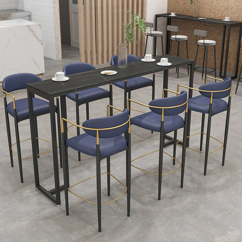 Industrial Style Bar Table 42-inch Height Black Iron Pedestal Bistro Table Black Clearhalo 'Bar Furniture' 'Bar Tables' 'bar_tables' 'Furniture' 'furniture_bar_tables' 'Kitchen & Dining Furniture' 5042006
