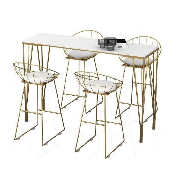 Glam Style Bar Table 42-inch Height Artificial Marble Bistro Table for Living Room Without Chairs Clearhalo 'Bar Furniture' 'Bar Tables' 'bar_tables' 'furn' 'furn_bar_tables' 'Furniture' 'furniture_bar_tables' 'Kitchen & Dining Furniture' 5042053