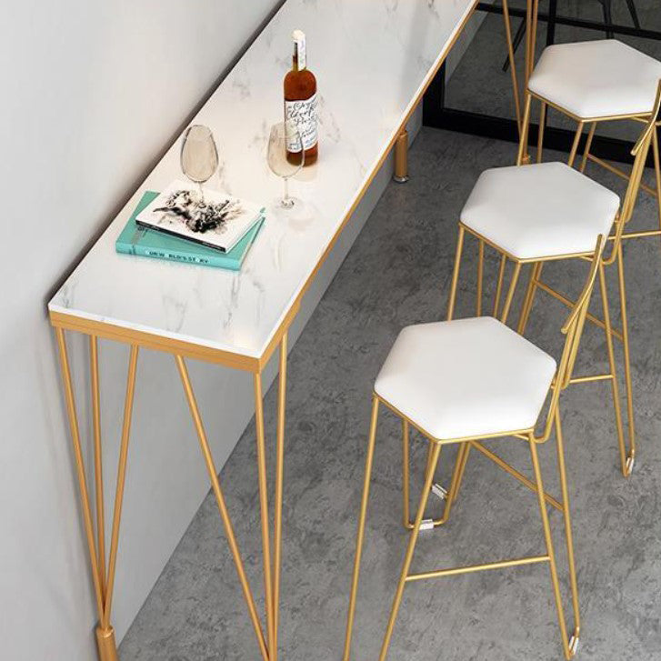 Glam Style Bar Table 42-inch Height Artificial Marble Bistro Table for Living Room Clearhalo 'Bar Furniture' 'Bar Tables' 'bar_tables' 'furn' 'furn_bar_tables' 'Furniture' 'furniture_bar_tables' 'Kitchen & Dining Furniture' 5042054