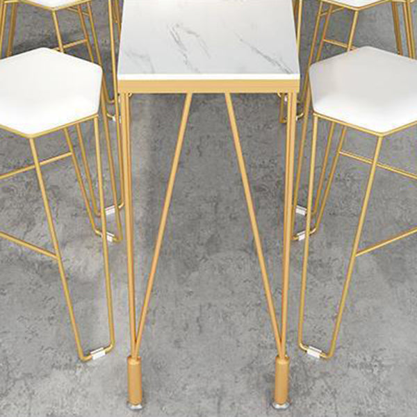Glam Style Bar Table 42-inch Height Artificial Marble Bistro Table for Living Room Clearhalo 'Bar Furniture' 'Bar Tables' 'bar_tables' 'furn' 'furn_bar_tables' 'Furniture' 'furniture_bar_tables' 'Kitchen & Dining Furniture' 5042056