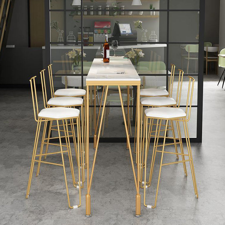 Glam Style Bar Table 42-inch Height Artificial Marble Bistro Table for Living Room Clearhalo 'Bar Furniture' 'Bar Tables' 'bar_tables' 'furn' 'furn_bar_tables' 'Furniture' 'furniture_bar_tables' 'Kitchen & Dining Furniture' 5042058
