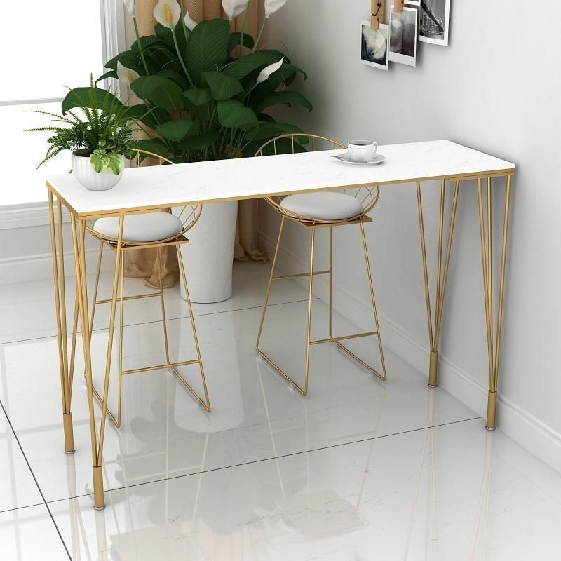 Glam Style Bar Table 42-inch Height Artificial Marble Bistro Table for Living Room Clearhalo 'Bar Furniture' 'Bar Tables' 'bar_tables' 'furn' 'furn_bar_tables' 'Furniture' 'furniture_bar_tables' 'Kitchen & Dining Furniture' 5042059