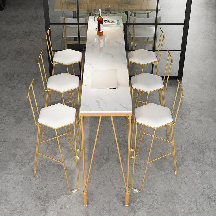 Glam Style Bar Table 42-inch Height Artificial Marble Bistro Table for Living Room Clearhalo 'Bar Furniture' 'Bar Tables' 'bar_tables' 'furn' 'furn_bar_tables' 'Furniture' 'furniture_bar_tables' 'Kitchen & Dining Furniture' 5042062