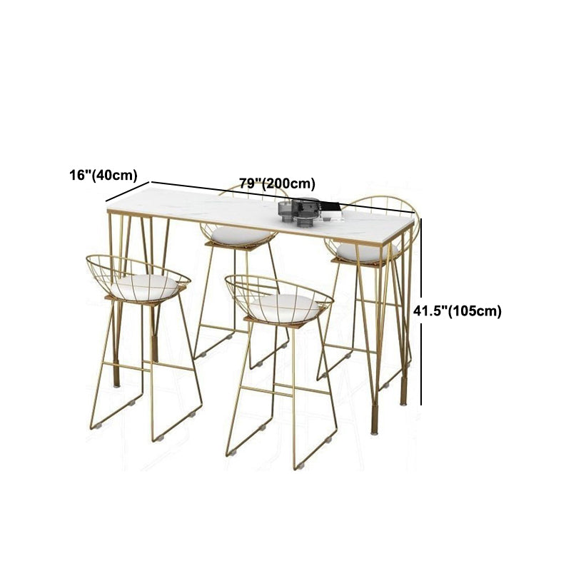 Glam Style Bar Table 42-inch Height Artificial Marble Bistro Table for Living Room Clearhalo 'Bar Furniture' 'Bar Tables' 'bar_tables' 'furn' 'furn_bar_tables' 'Furniture' 'furniture_bar_tables' 'Kitchen & Dining Furniture' 5042063