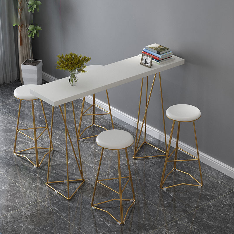 Glam Style Bar Table 42-inch Height Solid Wood Bistro Table for Living Room 55.1"L x 15.7"W x 41.3"H White Without Chairs Clearhalo 'Bar Furniture' 'Bar Tables' 'bar_tables' 'furn' 'furn_bar_tables' 'Furniture' 'furniture_bar_tables' 'Kitchen & Dining Furniture' 5042071