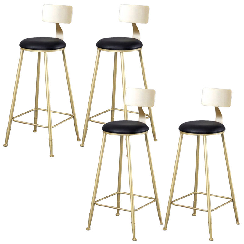 Glam Armless Backrest Counter Stool Iron Kitchen Bar Stool with Leather Cushion and Pedal Black 4 Piece Set Clearhalo 'Bar Furniture' 'Bar Stools' 'bar_stools' 'furn' 'furn_bar_stools' 'Furniture' 'furniture_bar_stools' 'Kitchen & Dining Furniture' 5042183