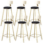 Glam Armless Backrest Counter Stool Iron Kitchen Bar Stool with Leather Cushion and Pedal Black 6 Piece Set Clearhalo 'Bar Furniture' 'Bar Stools' 'bar_stools' 'furn' 'furn_bar_stools' 'Furniture' 'furniture_bar_stools' 'Kitchen & Dining Furniture' 5042185