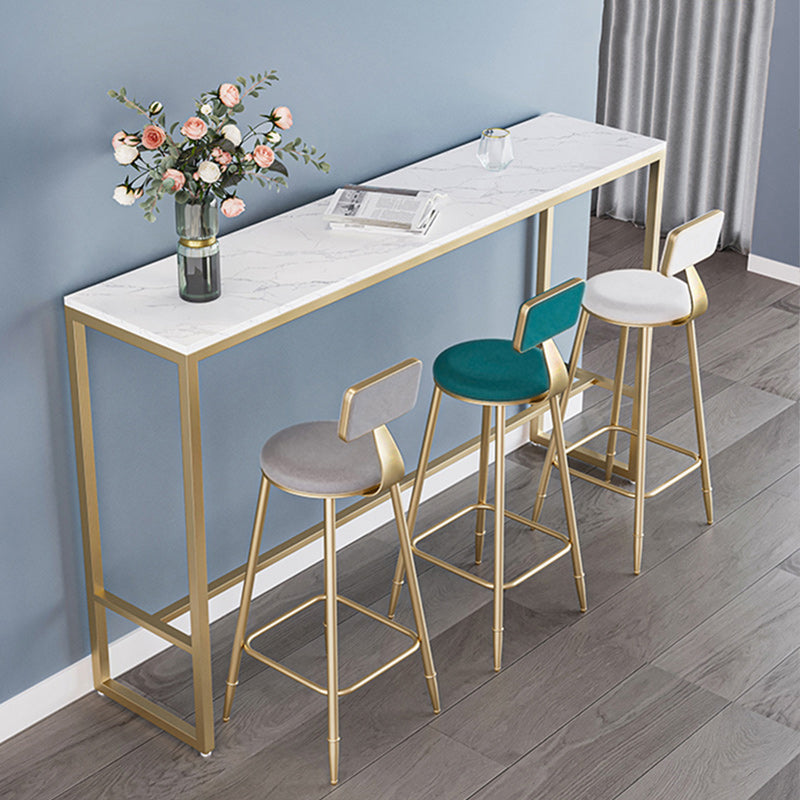 Glam Armless Backrest Counter Stool Iron Kitchen Bar Stool with Leather Cushion and Pedal Clearhalo 'Bar Furniture' 'Bar Stools' 'bar_stools' 'furn' 'furn_bar_stools' 'Furniture' 'furniture_bar_stools' 'Kitchen & Dining Furniture' 5042186