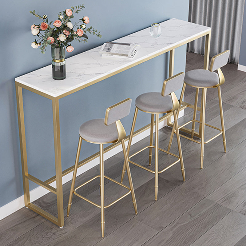 Glam Armless Backrest Counter Stool Iron Kitchen Bar Stool with Leather Cushion and Pedal Clearhalo 'Bar Furniture' 'Bar Stools' 'bar_stools' 'furn' 'furn_bar_stools' 'Furniture' 'furniture_bar_stools' 'Kitchen & Dining Furniture' 5042187