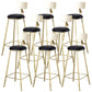 Glam Armless Backrest Counter Stool Iron Kitchen Bar Stool with Leather Cushion and Pedal Black 8 Piece Set Clearhalo 'Bar Furniture' 'Bar Stools' 'bar_stools' 'furn' 'furn_bar_stools' 'Furniture' 'furniture_bar_stools' 'Kitchen & Dining Furniture' 5042188
