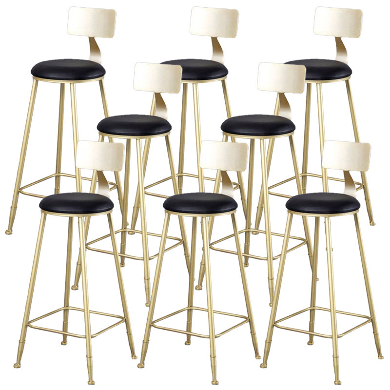 Glam Armless Backrest Counter Stool Iron Kitchen Bar Stool with Leather Cushion and Pedal Black 8 Piece Set Clearhalo 'Bar Furniture' 'Bar Stools' 'bar_stools' 'furn' 'furn_bar_stools' 'Furniture' 'furniture_bar_stools' 'Kitchen & Dining Furniture' 5042188