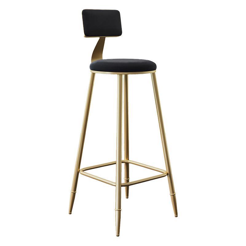 Glam Armless Backrest Counter Stool Iron Kitchen Bar Stool with Leather Cushion and Pedal Clearhalo 'Bar Furniture' 'Bar Stools' 'bar_stools' 'furn' 'furn_bar_stools' 'Furniture' 'furniture_bar_stools' 'Kitchen & Dining Furniture' 5042189
