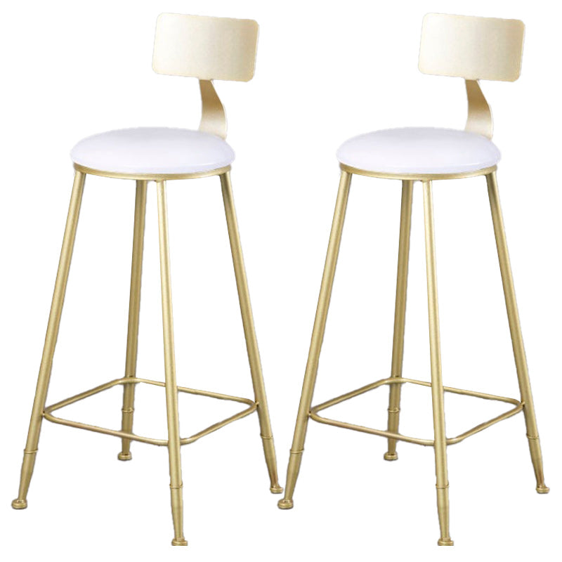 Glam Armless Backrest Counter Stool Iron Kitchen Bar Stool with Leather Cushion and Pedal White 2 Piece Set Clearhalo 'Bar Furniture' 'Bar Stools' 'bar_stools' 'furn' 'furn_bar_stools' 'Furniture' 'furniture_bar_stools' 'Kitchen & Dining Furniture' 5042190