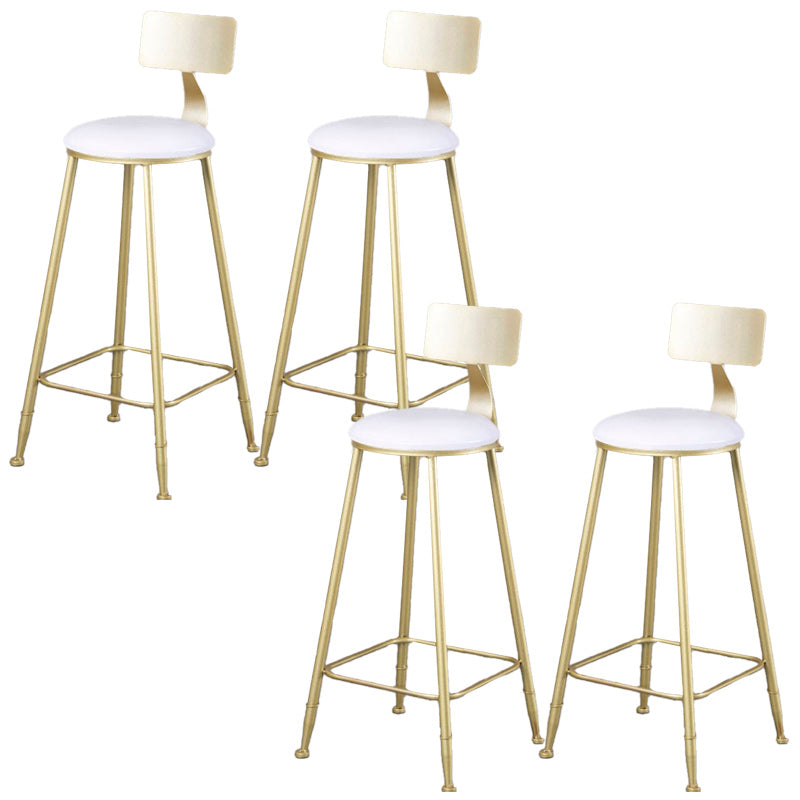 Glam Armless Backrest Counter Stool Iron Kitchen Bar Stool with Leather Cushion and Pedal White 4 Piece Set Clearhalo 'Bar Furniture' 'Bar Stools' 'bar_stools' 'furn' 'furn_bar_stools' 'Furniture' 'furniture_bar_stools' 'Kitchen & Dining Furniture' 5042191