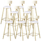 Glam Armless Backrest Counter Stool Iron Kitchen Bar Stool with Leather Cushion and Pedal White 8 Piece Set Clearhalo 'Bar Furniture' 'Bar Stools' 'bar_stools' 'furn' 'furn_bar_stools' 'Furniture' 'furniture_bar_stools' 'Kitchen & Dining Furniture' 5042195