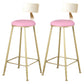 Glam Armless Backrest Counter Stool Iron Kitchen Bar Stool with Leather Cushion and Pedal Pink 2 Piece Set Clearhalo 'Bar Furniture' 'Bar Stools' 'bar_stools' 'furn' 'furn_bar_stools' 'Furniture' 'furniture_bar_stools' 'Kitchen & Dining Furniture' 5042197