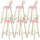 Glam Armless Backrest Counter Stool Iron Kitchen Bar Stool with Leather Cushion and Pedal Pink 6 Piece Set Clearhalo 'Bar Furniture' 'Bar Stools' 'bar_stools' 'furn' 'furn_bar_stools' 'Furniture' 'furniture_bar_stools' 'Kitchen & Dining Furniture' 5042201
