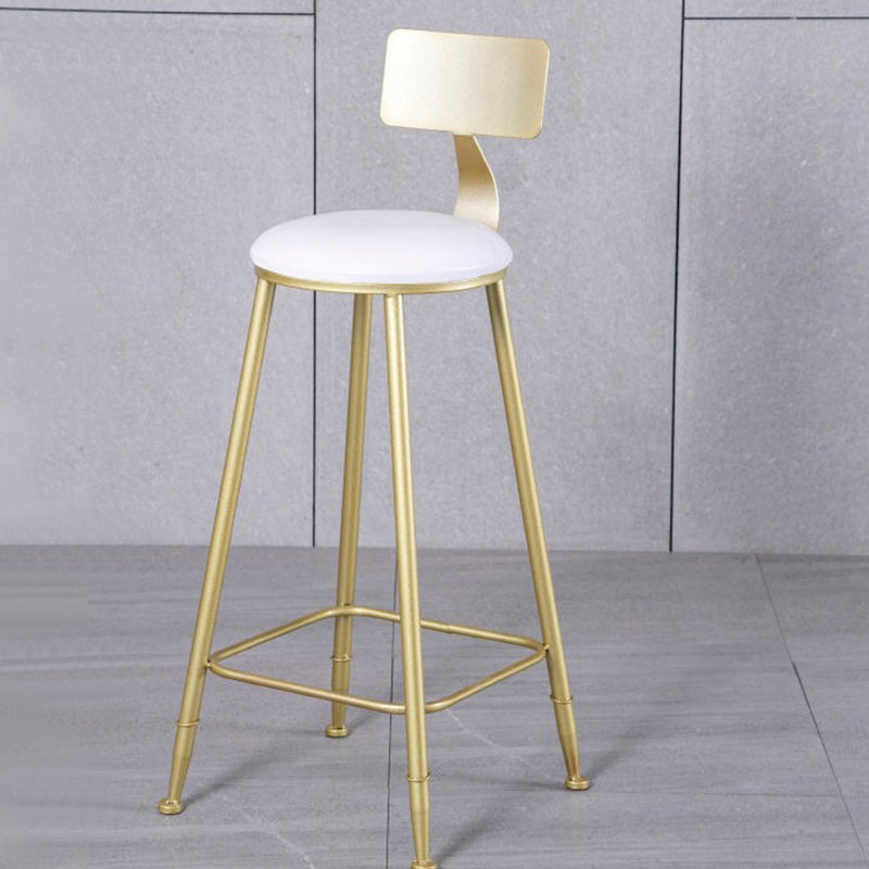 Glam Armless Backrest Counter Stool Iron Kitchen Bar Stool with Leather Cushion and Pedal Clearhalo 'Bar Furniture' 'Bar Stools' 'bar_stools' 'furn' 'furn_bar_stools' 'Furniture' 'furniture_bar_stools' 'Kitchen & Dining Furniture' 5042202