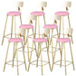 Glam Armless Backrest Counter Stool Iron Kitchen Bar Stool with Leather Cushion and Pedal Pink 8 Piece Set Clearhalo 'Bar Furniture' 'Bar Stools' 'bar_stools' 'furn' 'furn_bar_stools' 'Furniture' 'furniture_bar_stools' 'Kitchen & Dining Furniture' 5042203