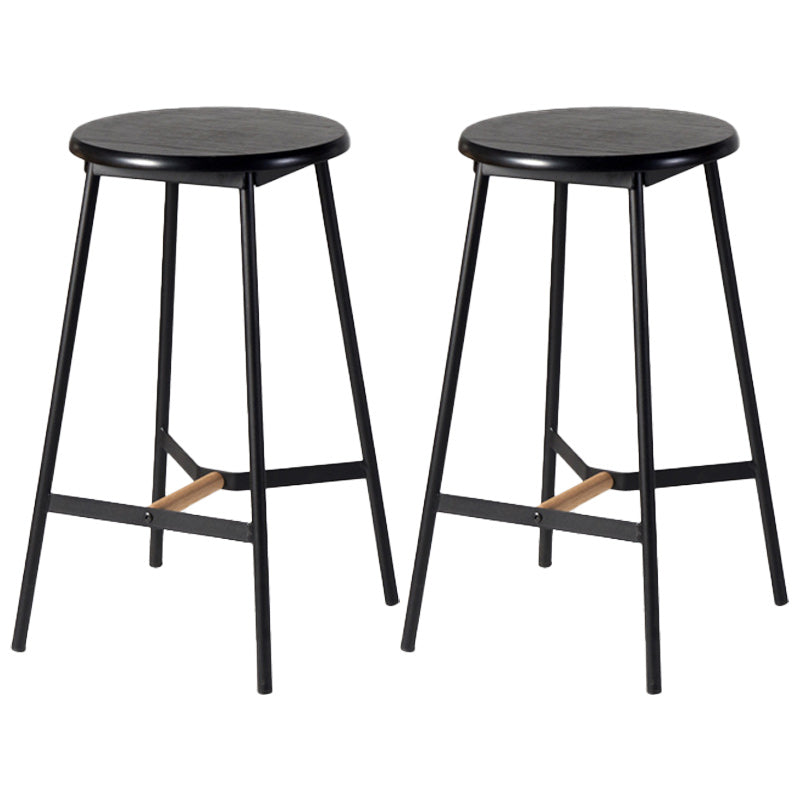 Modern Style Round Bar-stool Metal Counter Bar Stool for Restaurant Black 2 Piece Set Counter Stool(26"H) Clearhalo 'Bar Furniture' 'Bar Stools' 'bar_stools' 'furn' 'furn_bar_stools' 'Furniture' 'furniture_bar_stools' 'Kitchen & Dining Furniture' 5042211