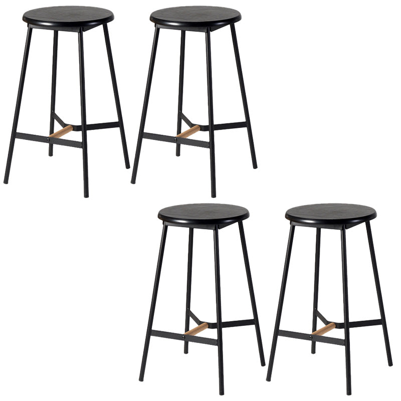 Modern Style Round Bar-stool Metal Counter Bar Stool for Restaurant Black 4 Piece Set Counter Stool(26"H) Clearhalo 'Bar Furniture' 'Bar Stools' 'bar_stools' 'furn' 'furn_bar_stools' 'Furniture' 'furniture_bar_stools' 'Kitchen & Dining Furniture' 5042213