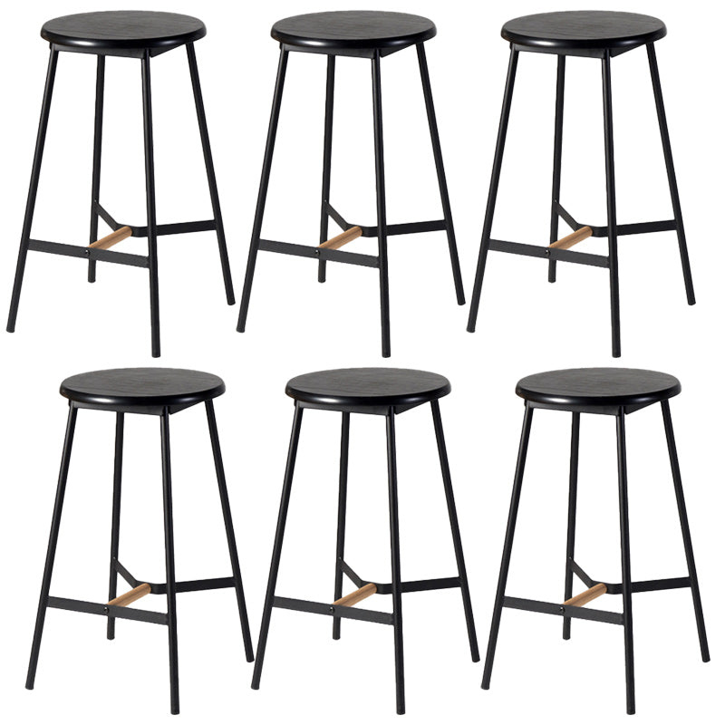 Modern Style Round Bar-stool Metal Counter Bar Stool for Restaurant Black 6 Piece Set Counter Stool(26"H) Clearhalo 'Bar Furniture' 'Bar Stools' 'bar_stools' 'furn' 'furn_bar_stools' 'Furniture' 'furniture_bar_stools' 'Kitchen & Dining Furniture' 5042214