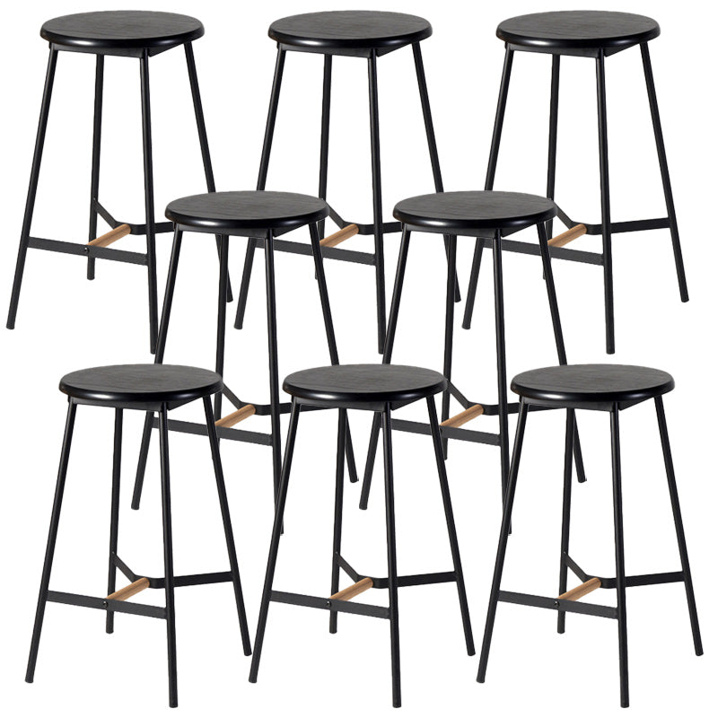 Modern Style Round Bar-stool Metal Counter Bar Stool for Restaurant Black 8 Piece Set Counter Stool(26"H) Clearhalo 'Bar Furniture' 'Bar Stools' 'bar_stools' 'furn' 'furn_bar_stools' 'Furniture' 'furniture_bar_stools' 'Kitchen & Dining Furniture' 5042217