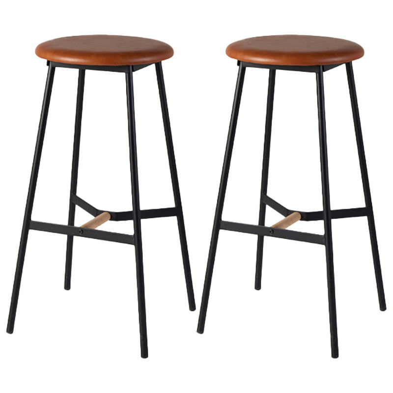 Modern Style Round Bar-stool Metal Counter Bar Stool for Restaurant Brown 2 Piece Set Counter Stool(26"H) Clearhalo 'Bar Furniture' 'Bar Stools' 'bar_stools' 'furn' 'furn_bar_stools' 'Furniture' 'furniture_bar_stools' 'Kitchen & Dining Furniture' 5042218