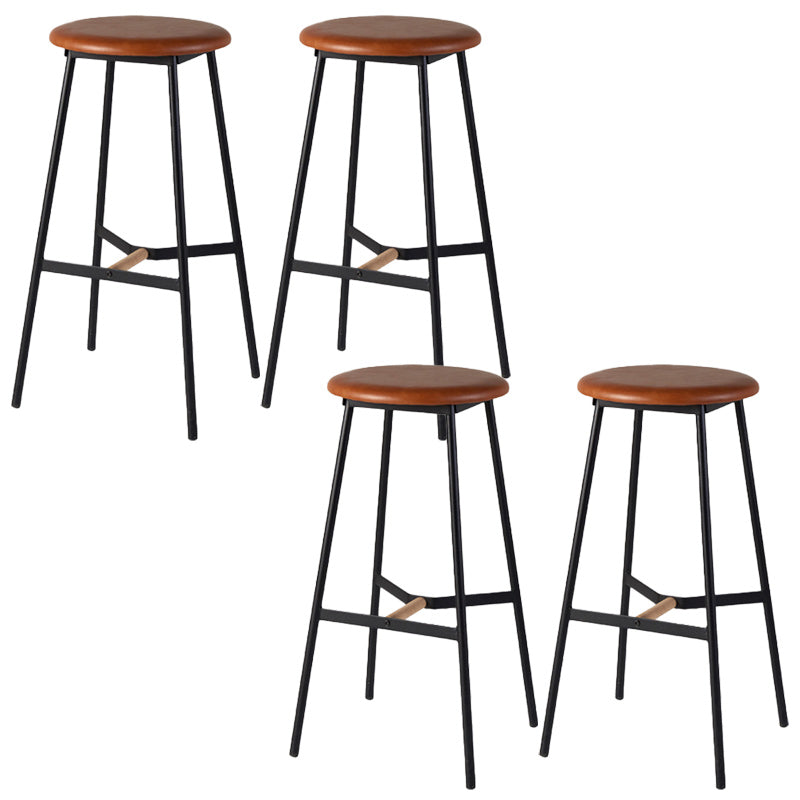 Modern Style Round Bar-stool Metal Counter Bar Stool for Restaurant Brown 4 Piece Set Counter Stool(26"H) Clearhalo 'Bar Furniture' 'Bar Stools' 'bar_stools' 'furn' 'furn_bar_stools' 'Furniture' 'furniture_bar_stools' 'Kitchen & Dining Furniture' 5042220